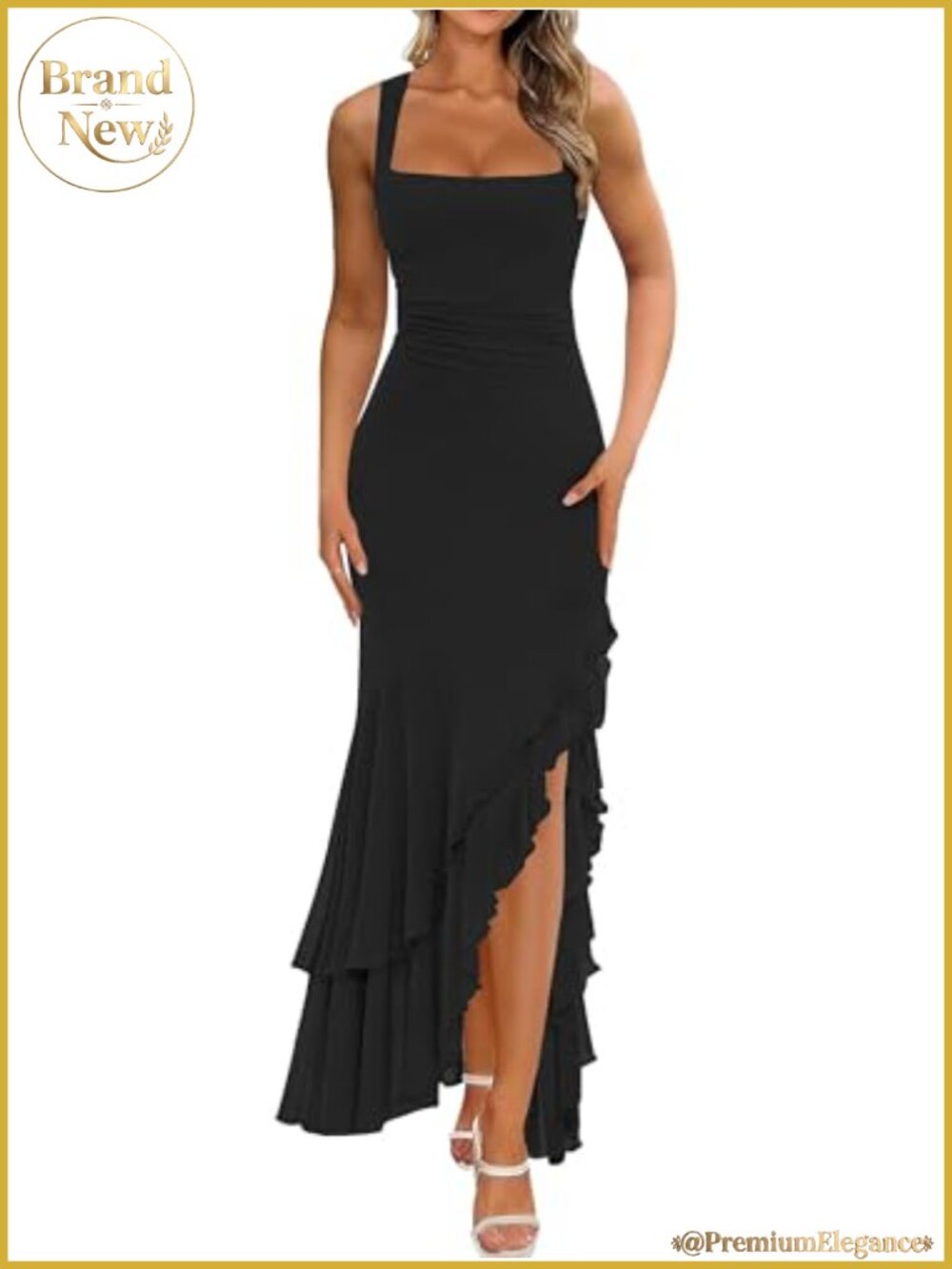 Women's Elegant Bodycon Ruched Maxi Cocktail Dress Sleeveless